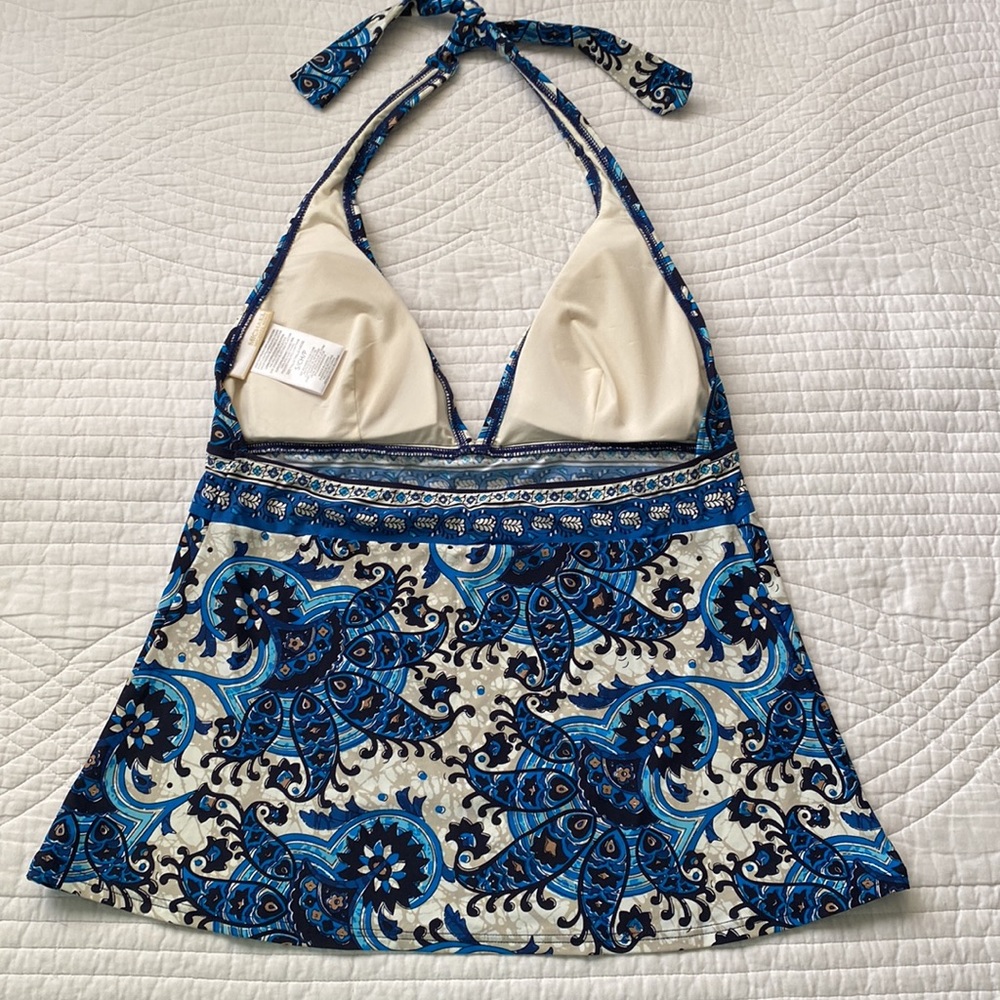 Michael Kors Halter Tankini Tank Top Swimwear Blue Black Tan NWOT Small - Picture 4 of 16